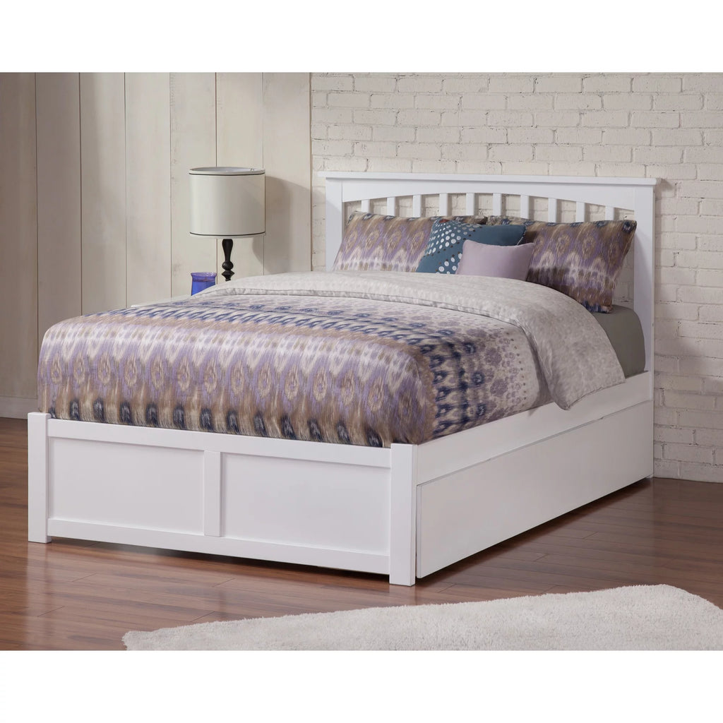 Queen Solid Wood Bed with Twin XL Trundle in White A346038
