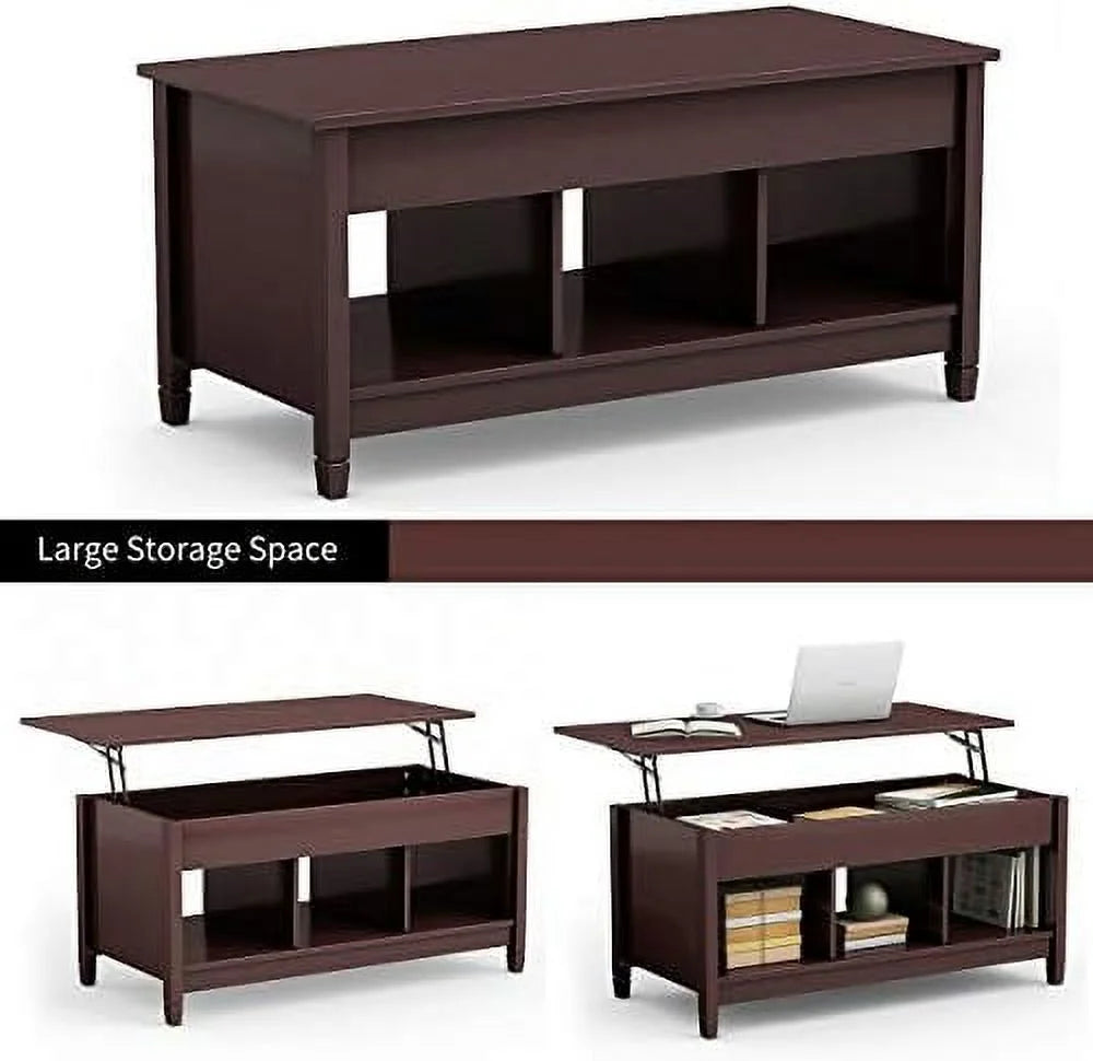 Espresso Lift Top Coffee Table with Hidden Compartment L4753