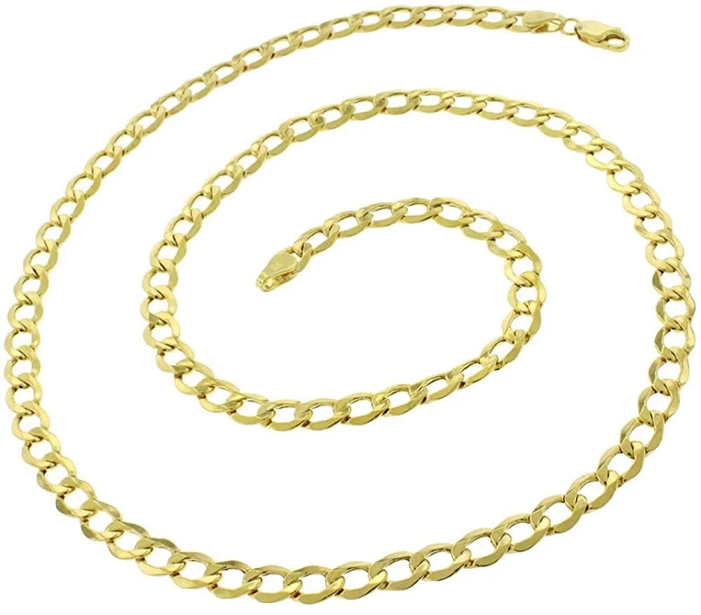 10K Yellow Gold 5.5mm Hollow Cuban Chain Necklace V4932