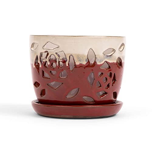 5 inch Ceramic Orchid Pot with Holes S867