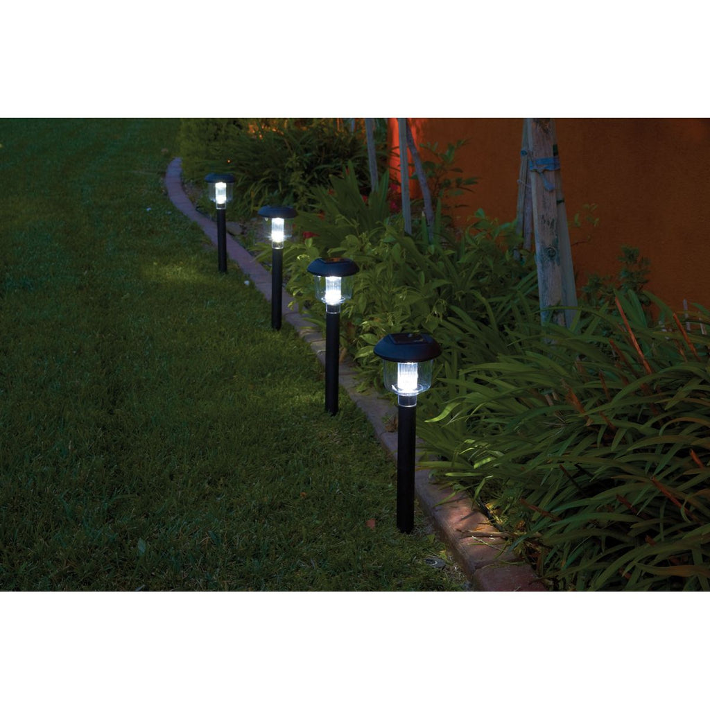 Solar LED Matte Black Pathway Lights, 4 Pack U726