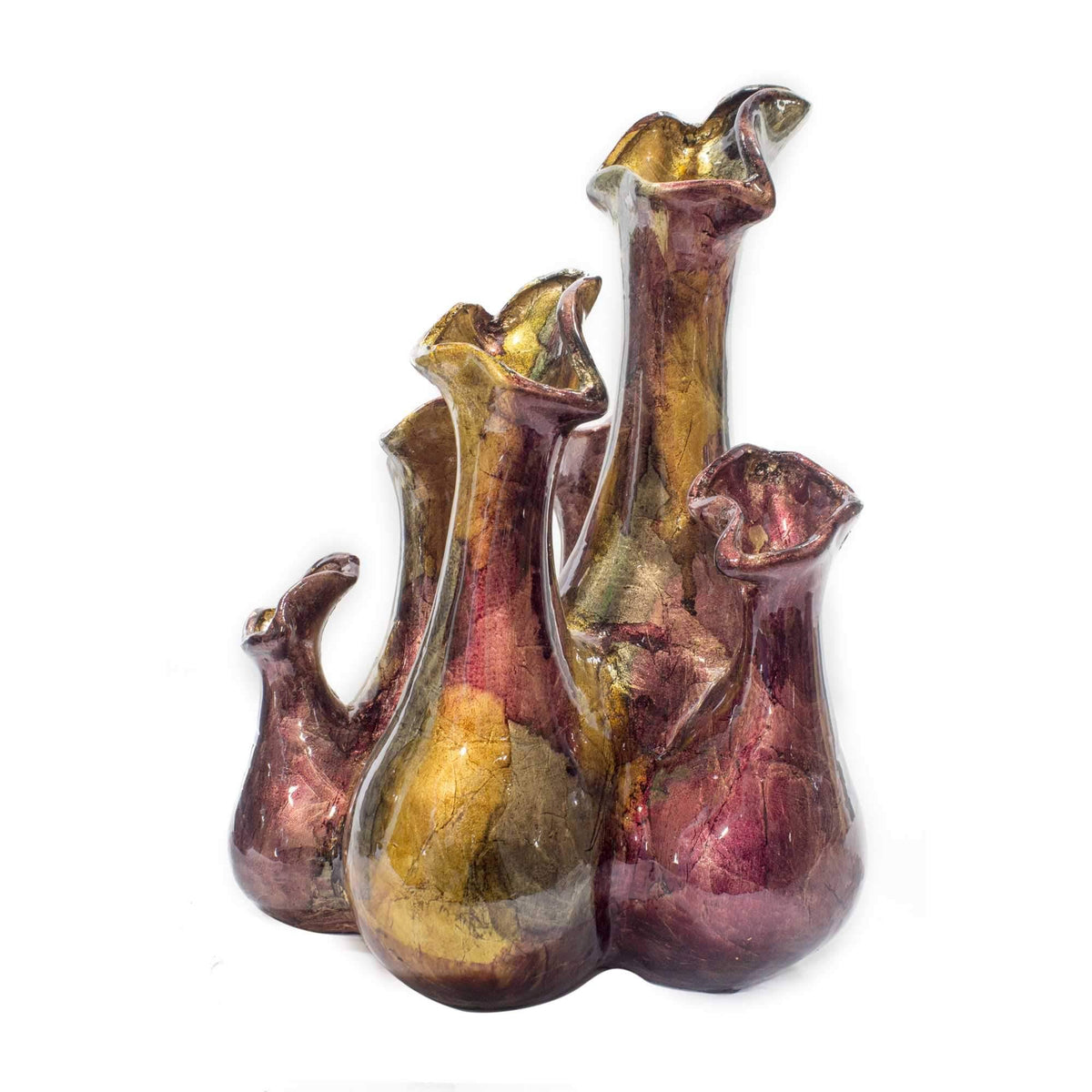 Copper Red Gold Ceramic 5-Bud Vase C469419