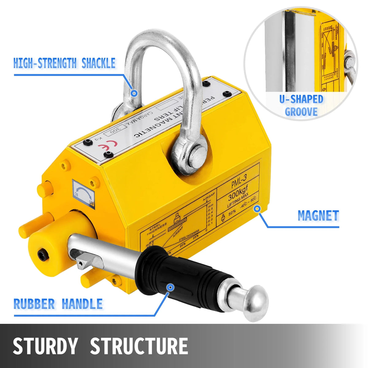 660lbs Steel Magnetic Lifter with Handle C73615