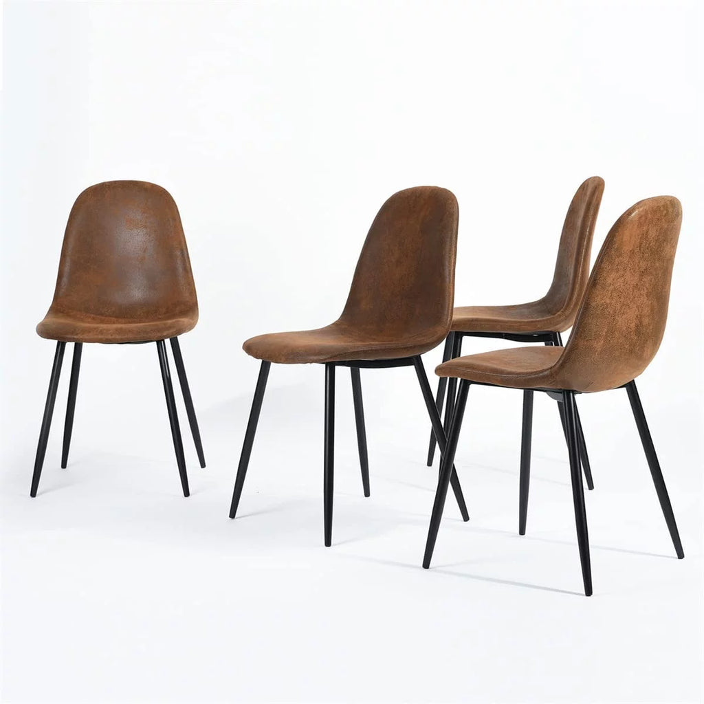 Set of 4 Yellow Velvet Dining Chairs with Metal Legs B93152