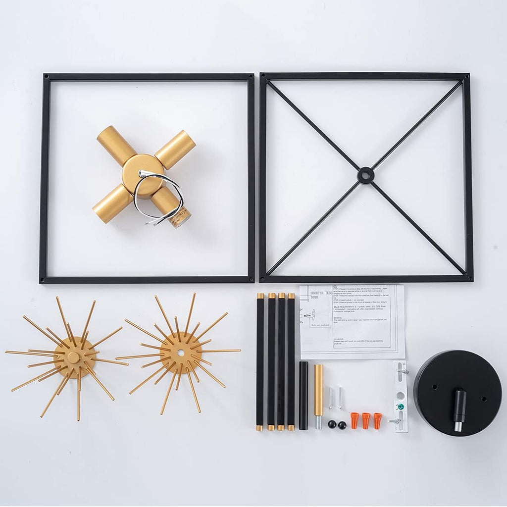 Gold 4-Light Semi-Flush Mount Ceiling Light Fixture E884