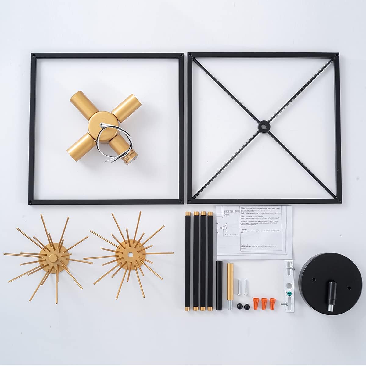 Gold 4-Light Semi-Flush Mount Ceiling Light Fixture E884
