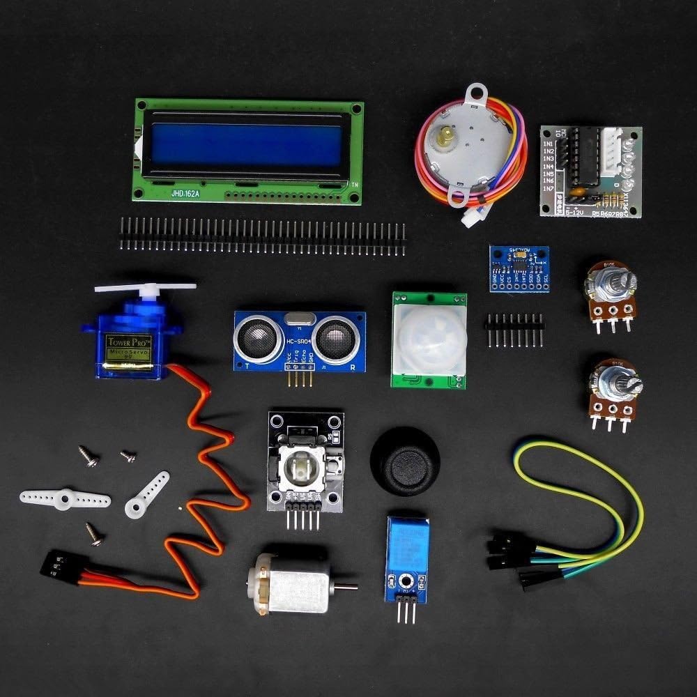 Mega2560 LCD1602 Servo Stepper Motor Sensors Breadboard Jumper Wire Resistor Capacitor Transistor STEM Electronic Projects Starter Kit P866481