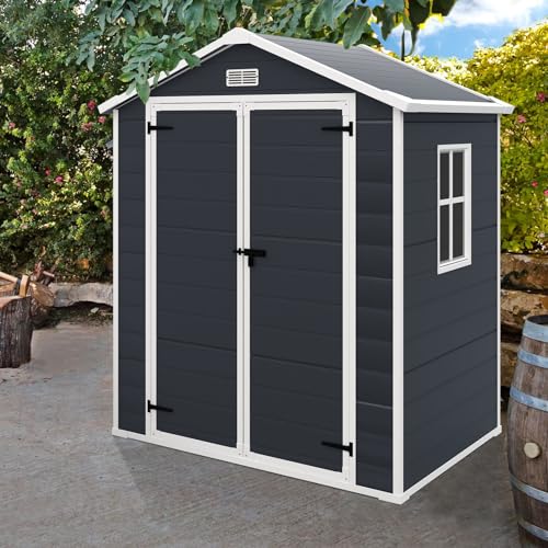 LightGray Resin Outdoor Storage Shed 6x4.4FT with Floor M388