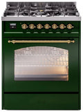 30 Dual Fuel Propane Gas Range Emerald Green Brass Trim E7704