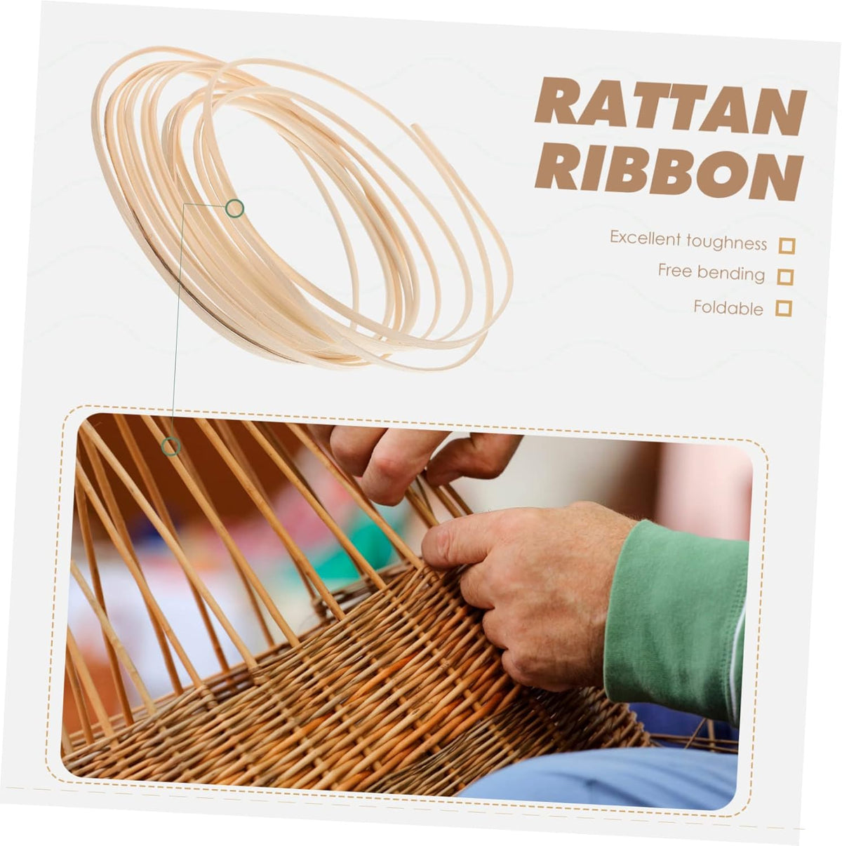 1 Roll Rattan Weave Material Furniture Repair Kit Basket Making Cane Webbing Natural Cane U32875