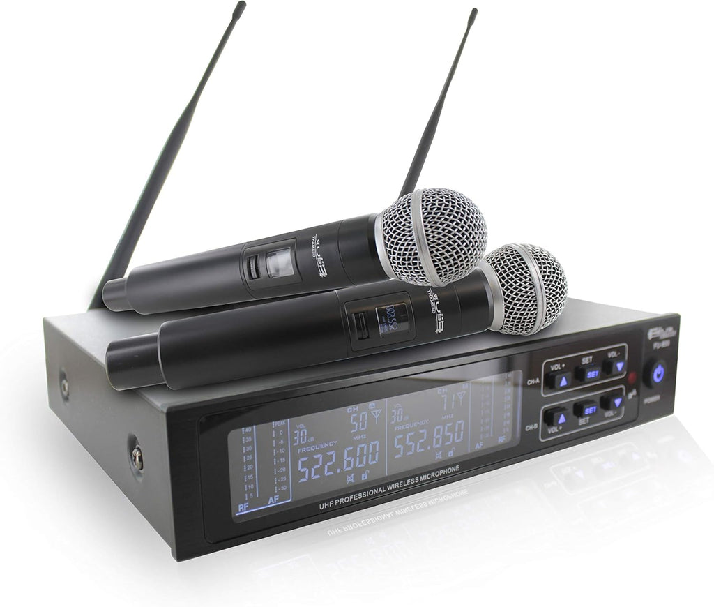 Dual UHF Dynamic Wireless Microphone System with 2 Handheld Microphone K5946