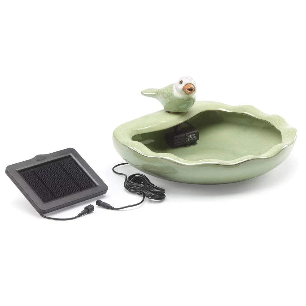 Smart Solar Ceramic Green Bird Fountain Z8062