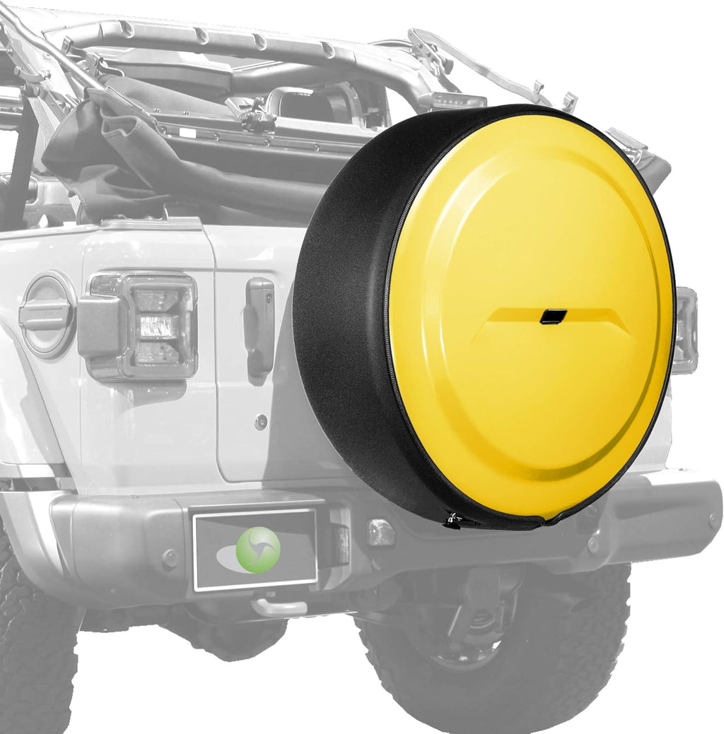 Bright White Painted Plastic Face Black Powder-Coated Ring Tire Cover A659822