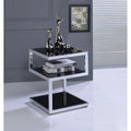 Side Table in Chrome & Black Glass I878