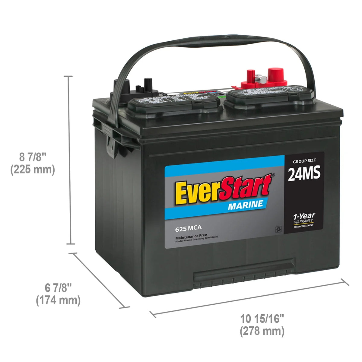 Lead Acid Marine Starting Battery Group Size 24MS 12 Volt 625 MCA A562211