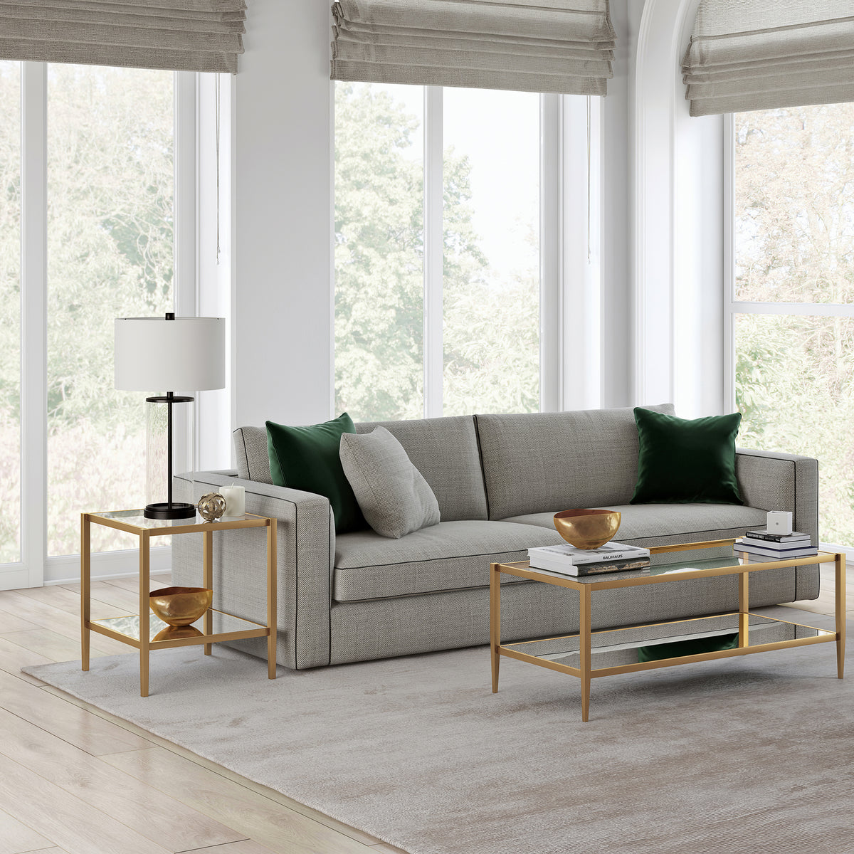 Brass Metal/Glass Side Table P139811