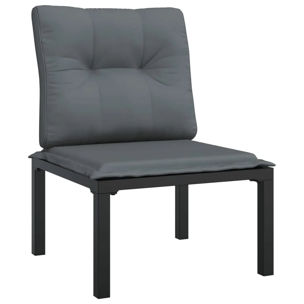 5 Piece Outdoor Patio Furniture Set, Black Poly Rattan Sectional Sofa with Dark Gray Cushions X2419