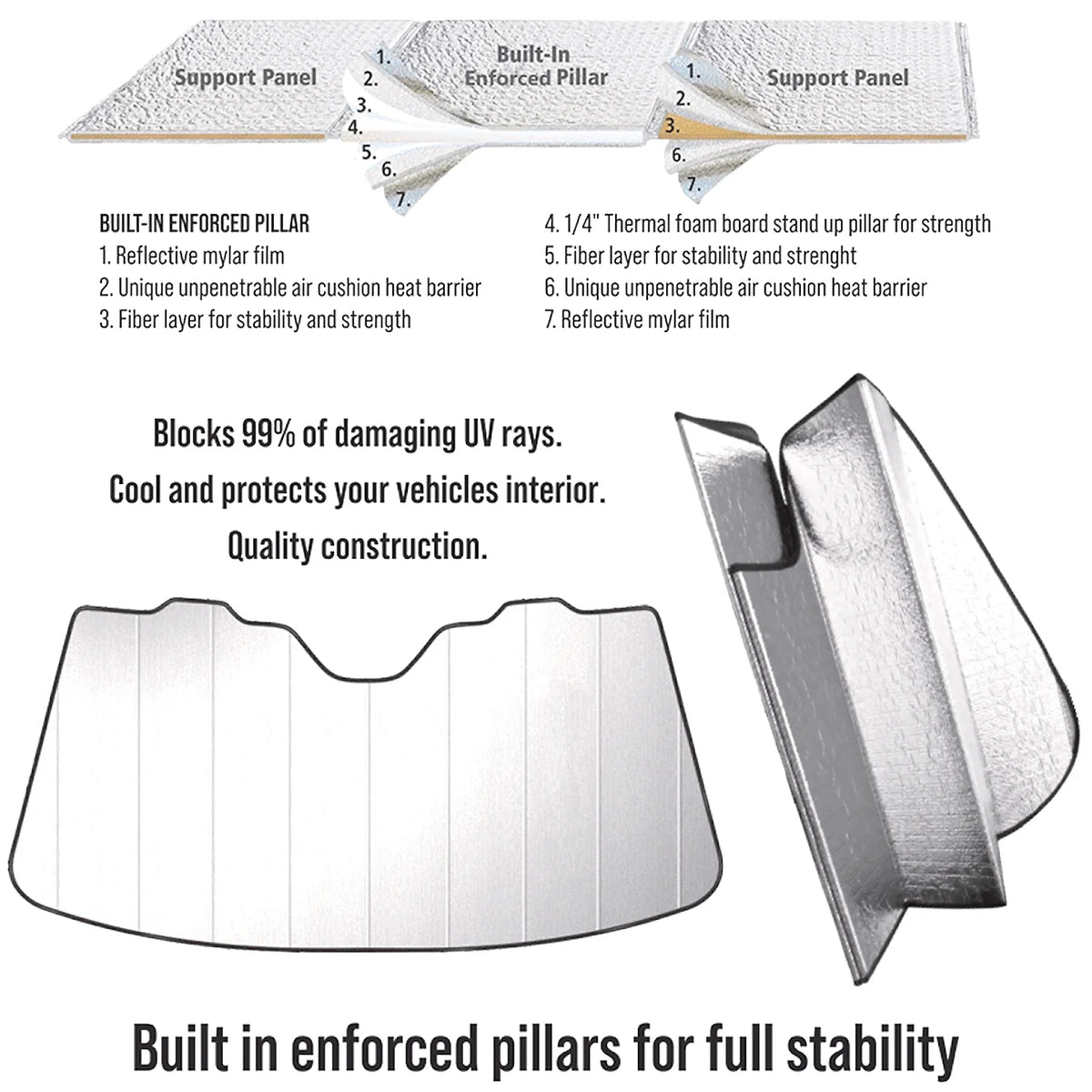 Jumbo Size 59"x 30" Auto Windshield Sun Shade D987