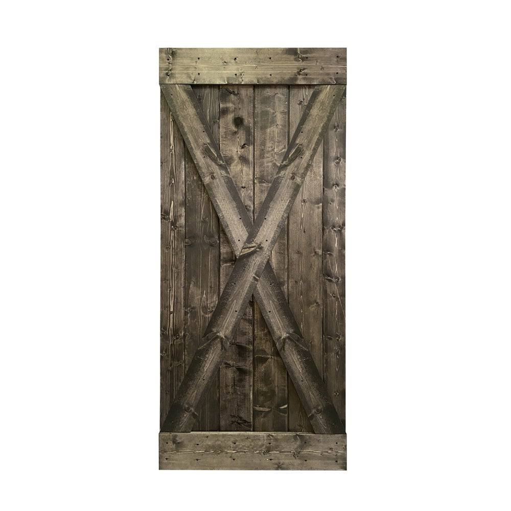 Solid Ocean Blue Stained Pine Wood Interior Sliding Barn Door Slab E30057