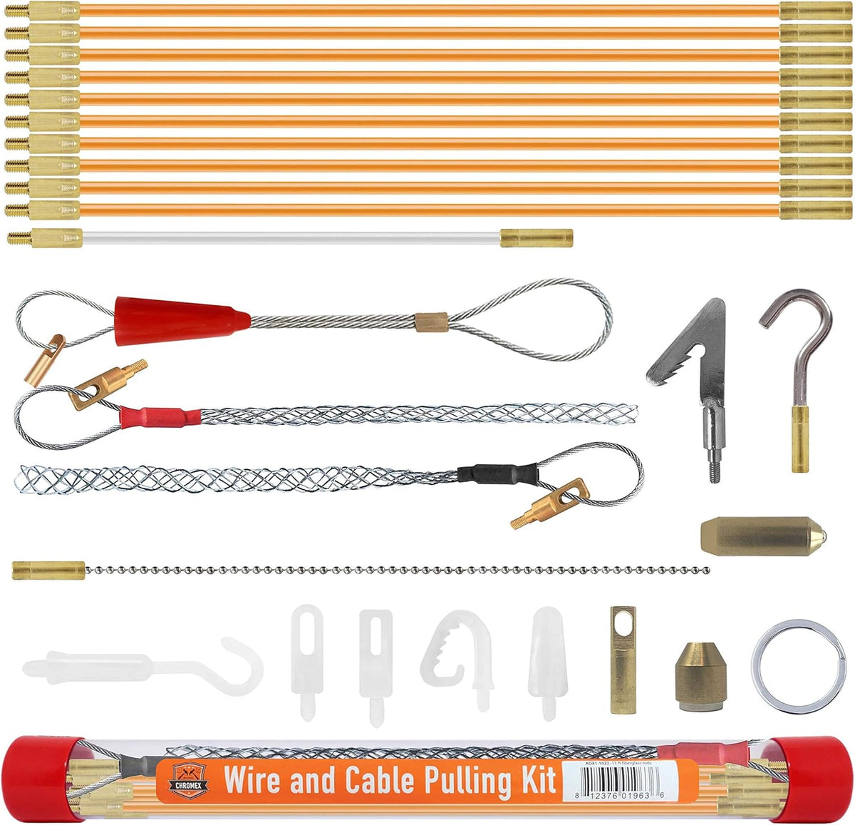 11 Foot Wire and Cable Pulling Kit with 16 Accessories K95815