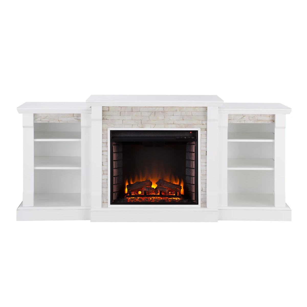 White Electric Fireplace with Bookcases C8345