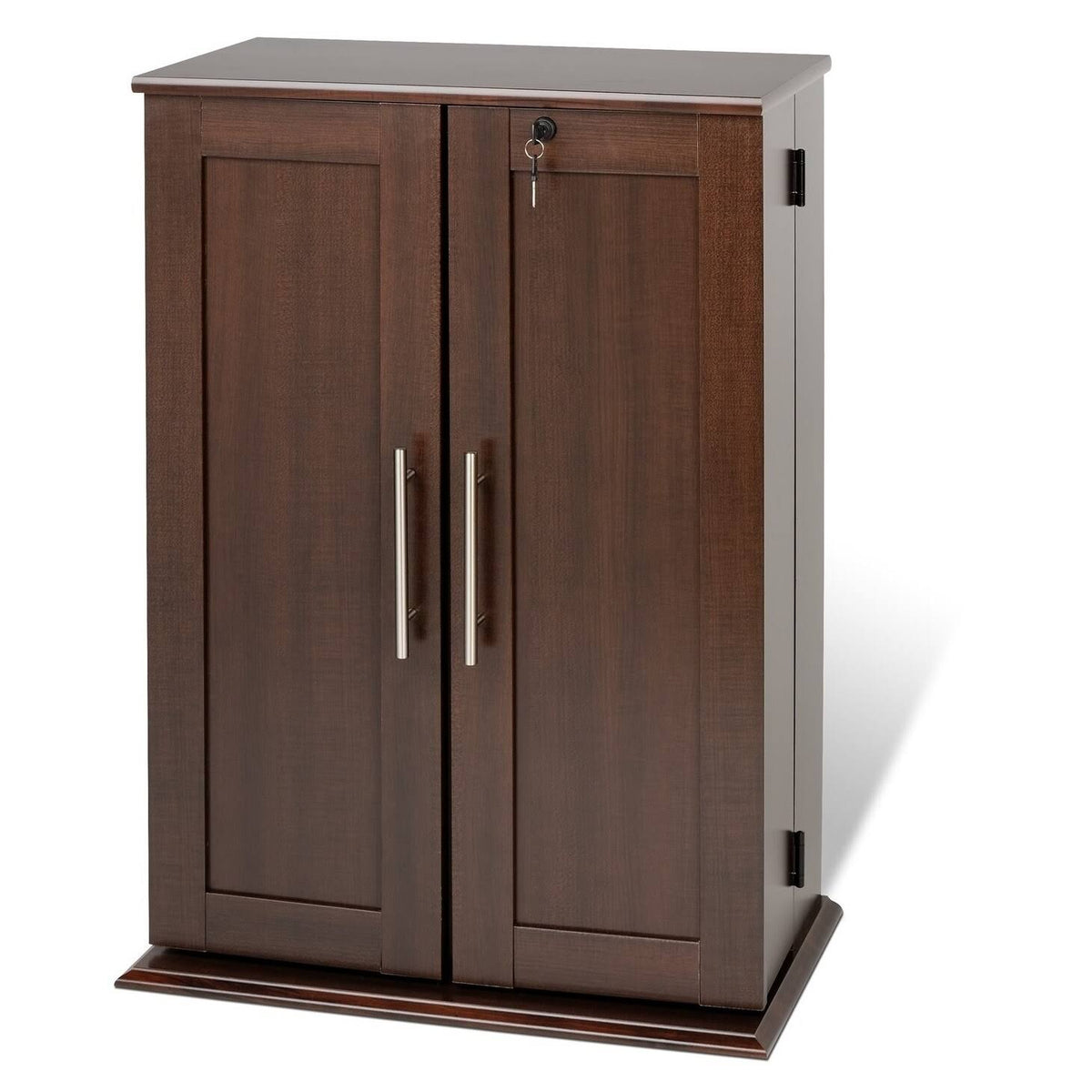 Espresso Locking Media Storage Cabinet With Shaker Doors E232804