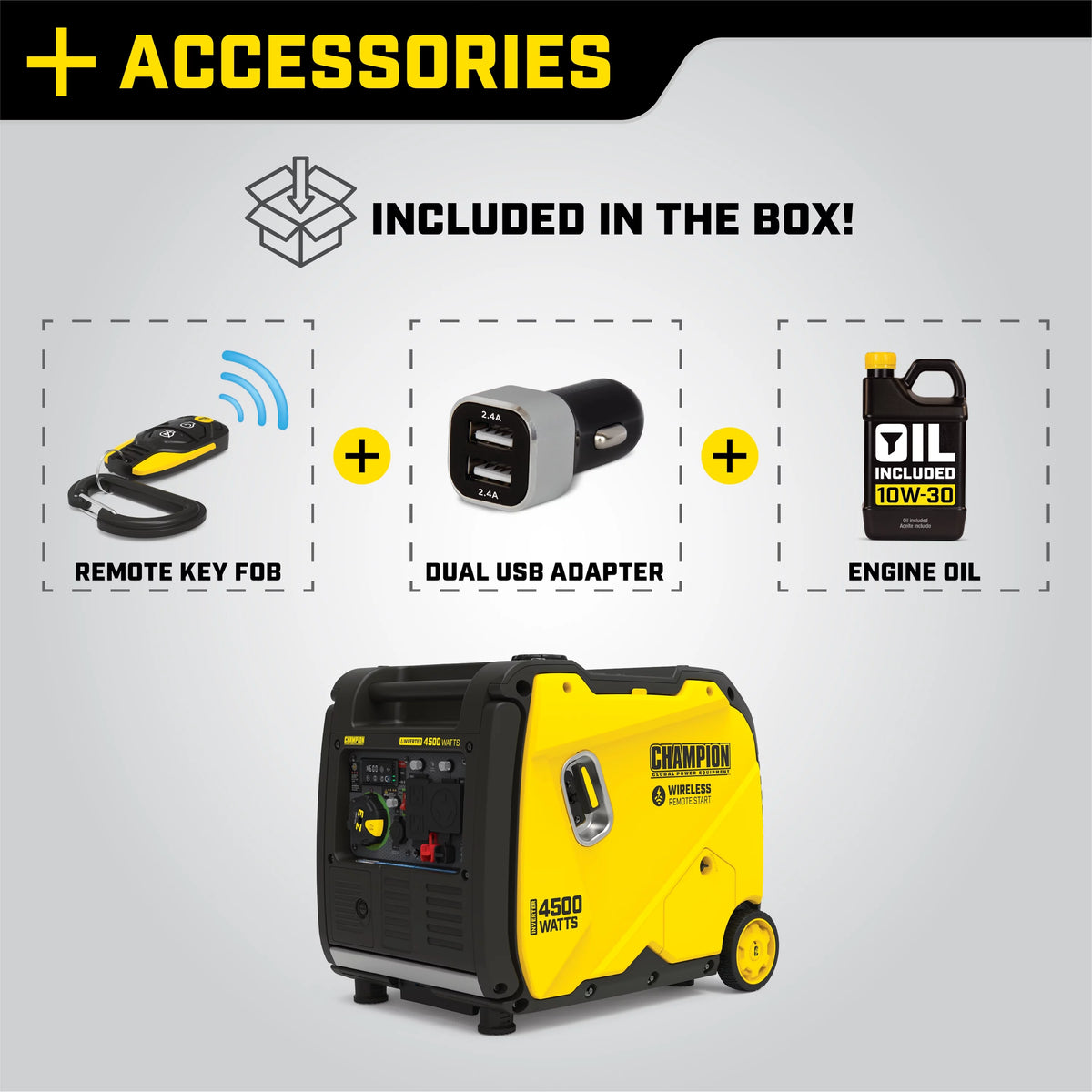 4500-Watt Wireless Remote Start Inverter Generator M454666