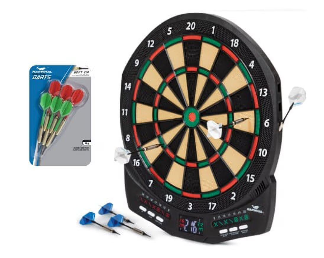 Electronic Dartboard with 30 Games, 6 Darts, Soft Tip Dart Set, 6 Pack E727