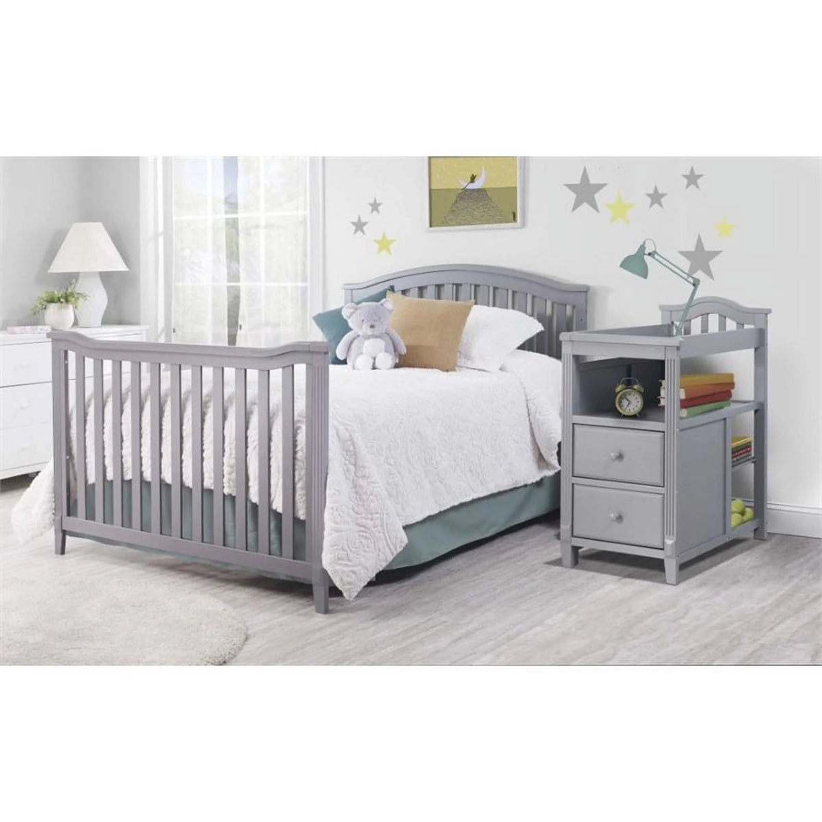 Gray 4-in-1 Convertible Crib and Changer V225787
