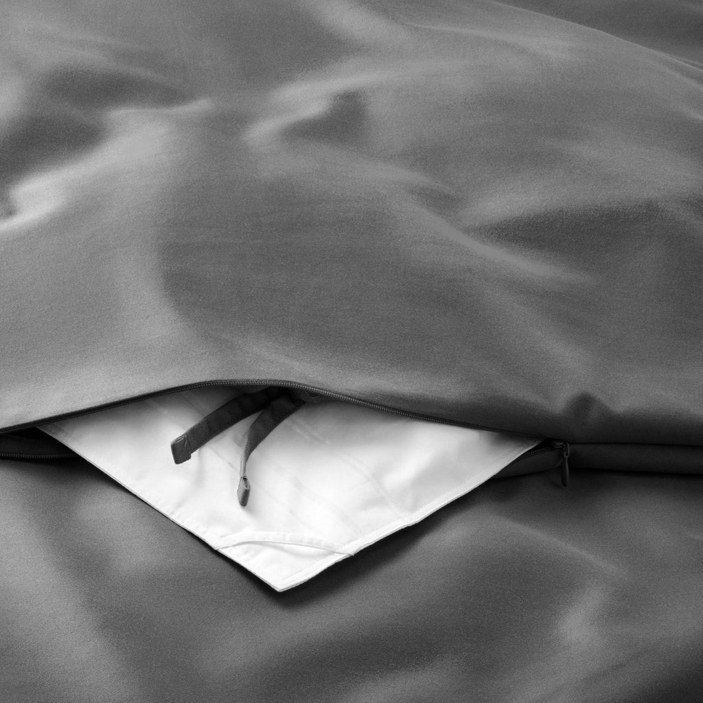 Full/Queen Supima Washed Sateen Duvet & Sham Set Dark Gray E931133