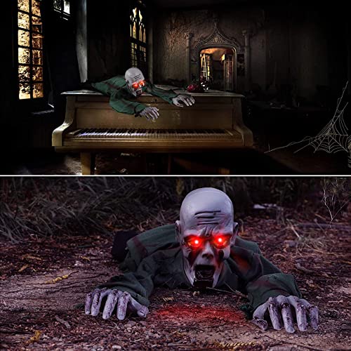 Scary Climbing Zombie Skeleton with Glowing Red Eyes and Creepy Sound I51782