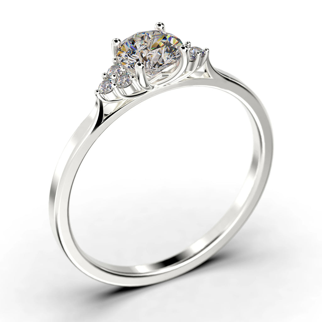 1.25 Carat Round Cut Moissanite Engagement Ring in 925 Sterling Silver With 18k White Gold Plating R539