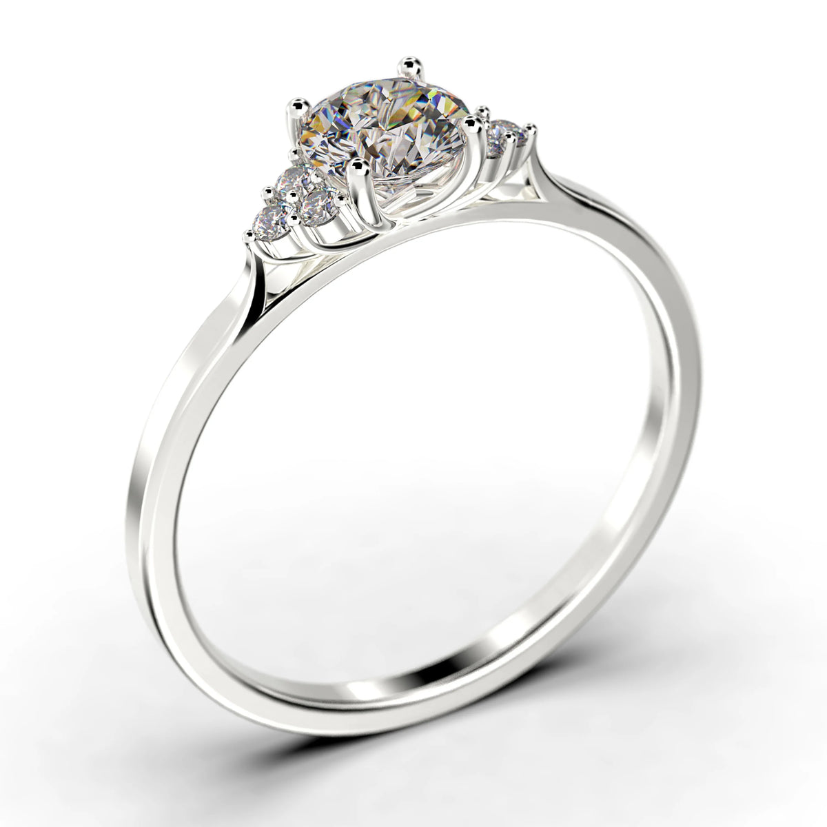 1.25 Carat Round Cut Moissanite Engagement Ring in 925 Sterling Silver With 18k White Gold Plating R539