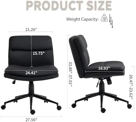 Black Armless Fabric Office Chair with Wheels W531