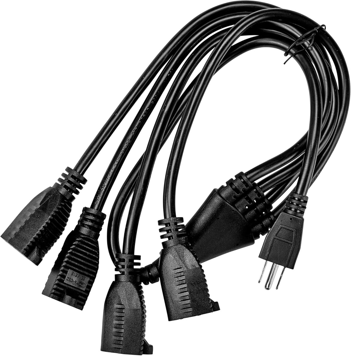 4 Way Power Splitter 1 to 4 Cable Strip 3 Pronged Outlet Black SJT 16 AWG 3 Pack H618033