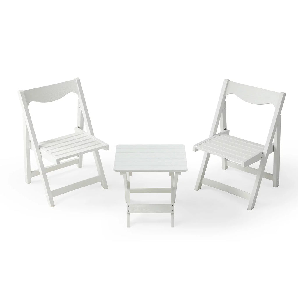 Foldable Small Table and Chair Set with 2 Chairs White A852560