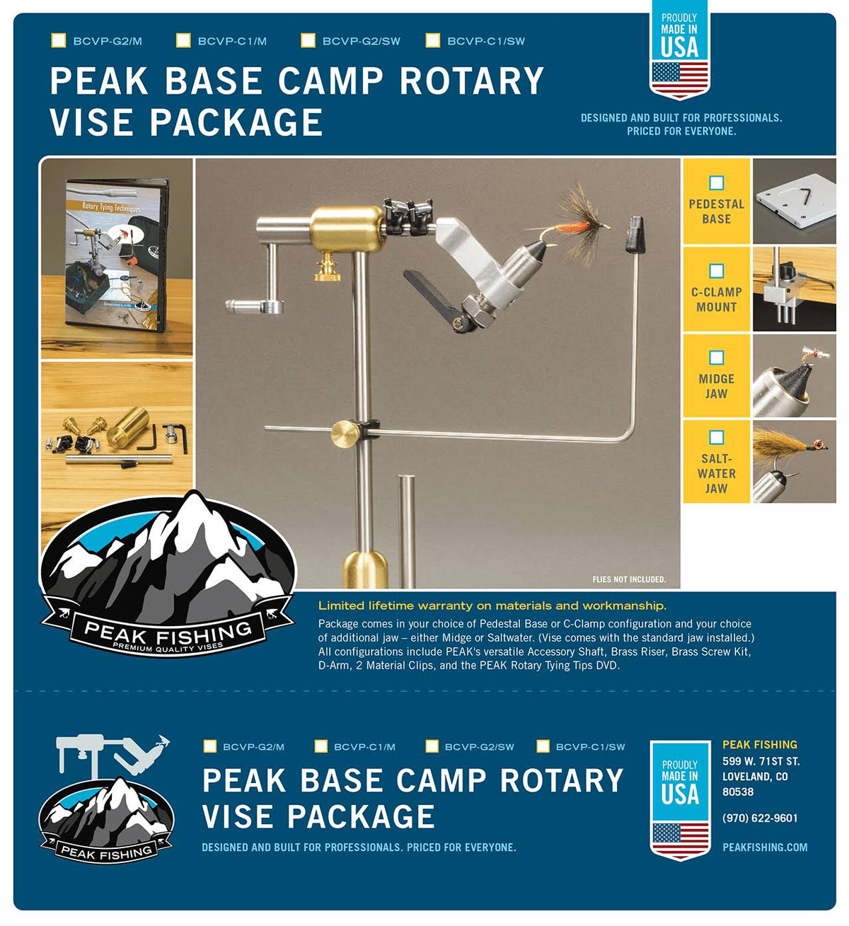 Rotary Base Camp Vise Package with Saltwater C-Clamp N955