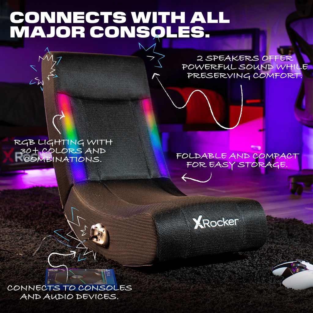 Black Mesh Floor Rocker Gaming Chair Q757