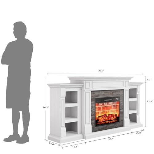 70" Electric Fireplace with Mantel, TV Stand with Storage, Remote Control H3359
