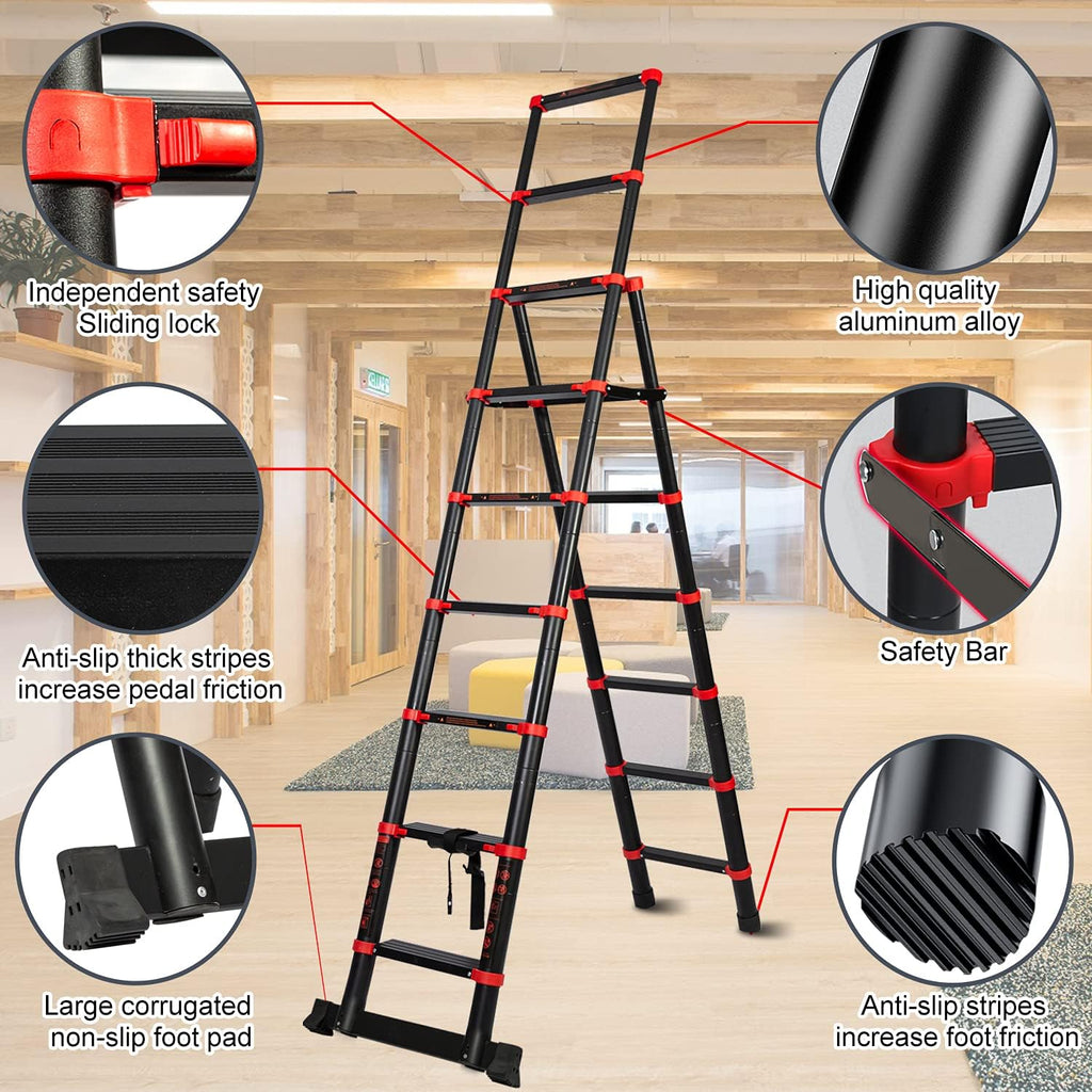 Telescopic Ladder 7+9 Aluminum A-Frame Extension Ladder, 330 Pound Capacity W42265