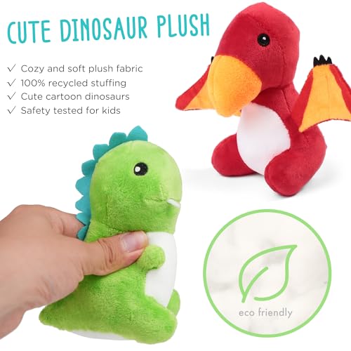 5 Small Dinosaur Plush Dolls and Egg Bag Toys Set J107549