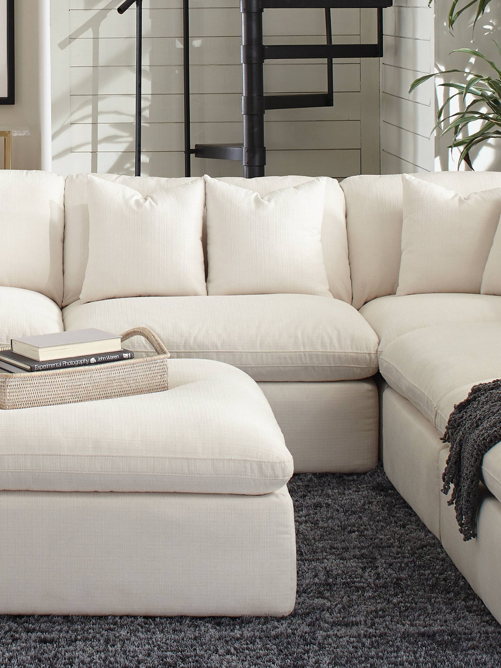 Off White Ottoman U5693