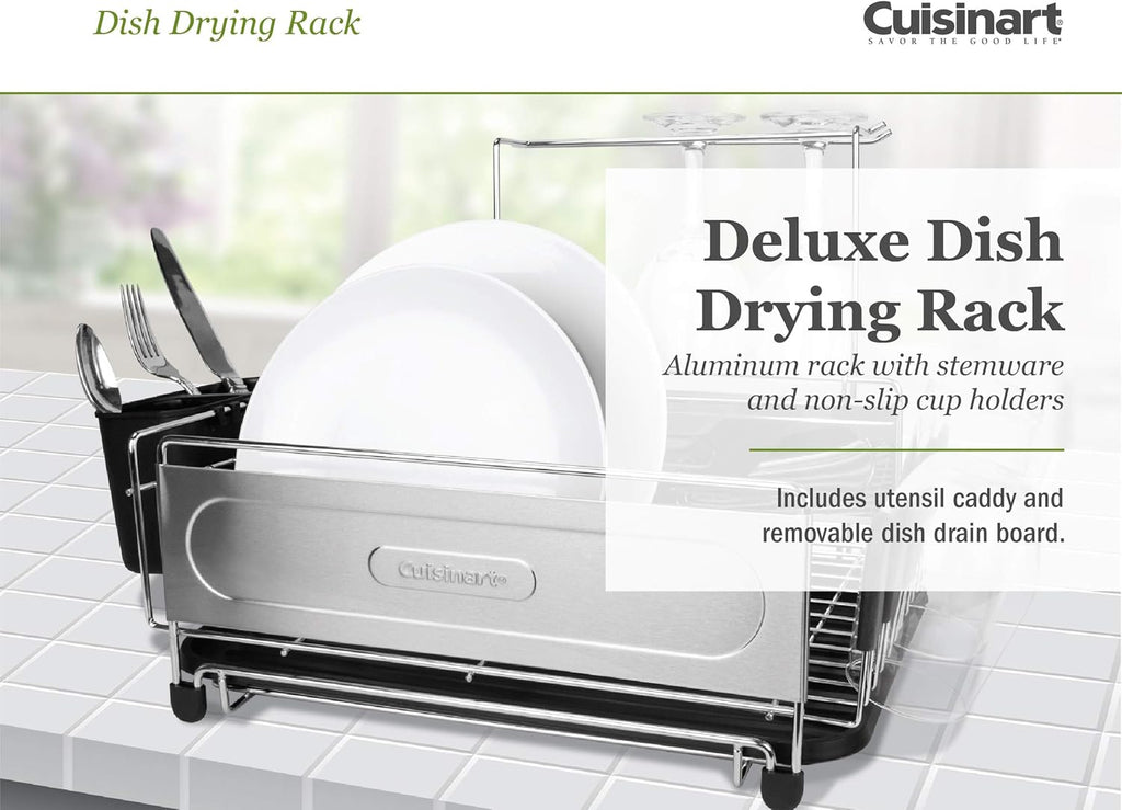 Stainless Steel Dish Drying Rack with Utensil Caddy and Draining Board K342