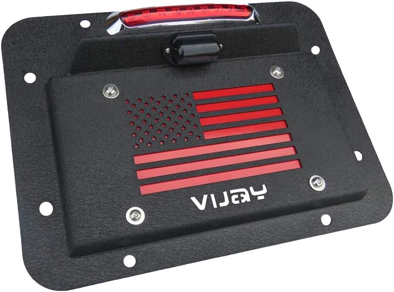 Spare Tire Delete License Plate Relocation Kit with Third Brake Light for Wrangler JK JKU V382317