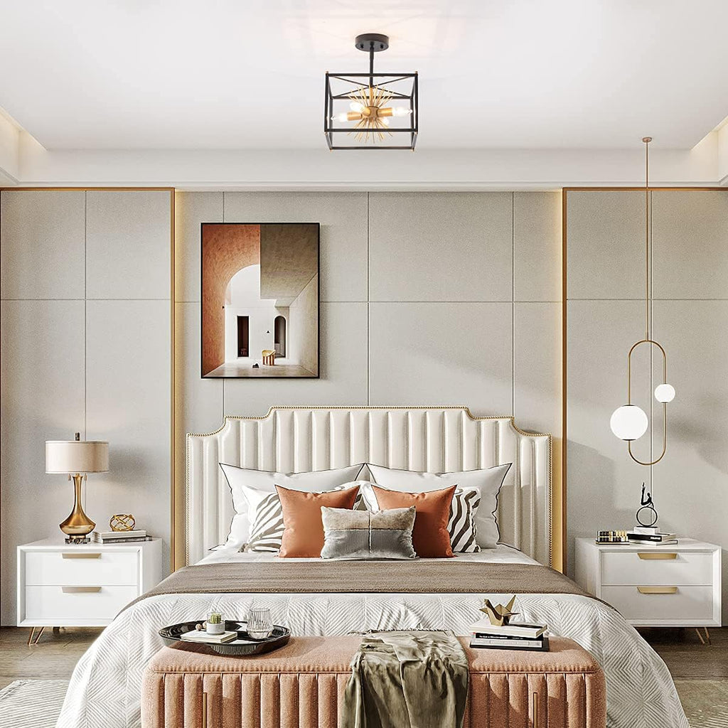 Gold 4-Light Semi-Flush Mount Ceiling Light Fixture E884