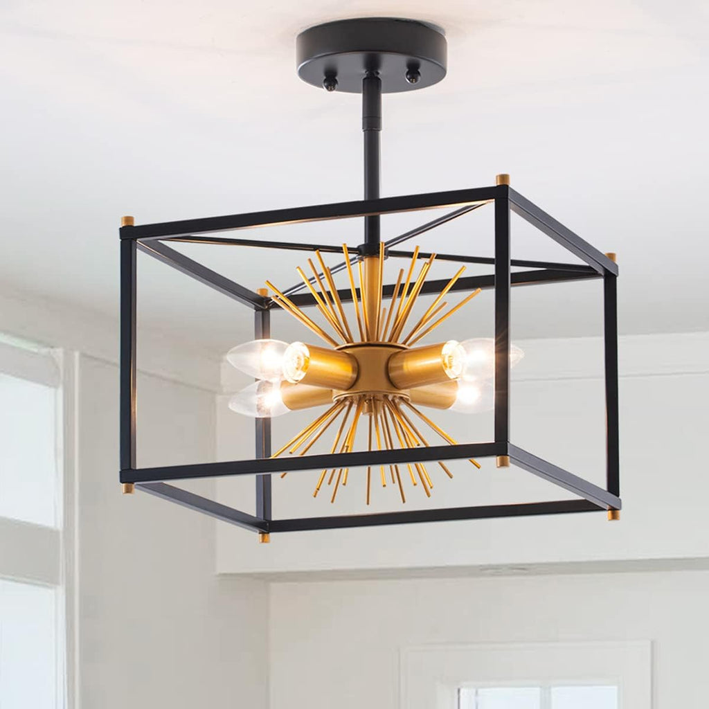 Gold 4-Light Semi-Flush Mount Ceiling Light Fixture E884