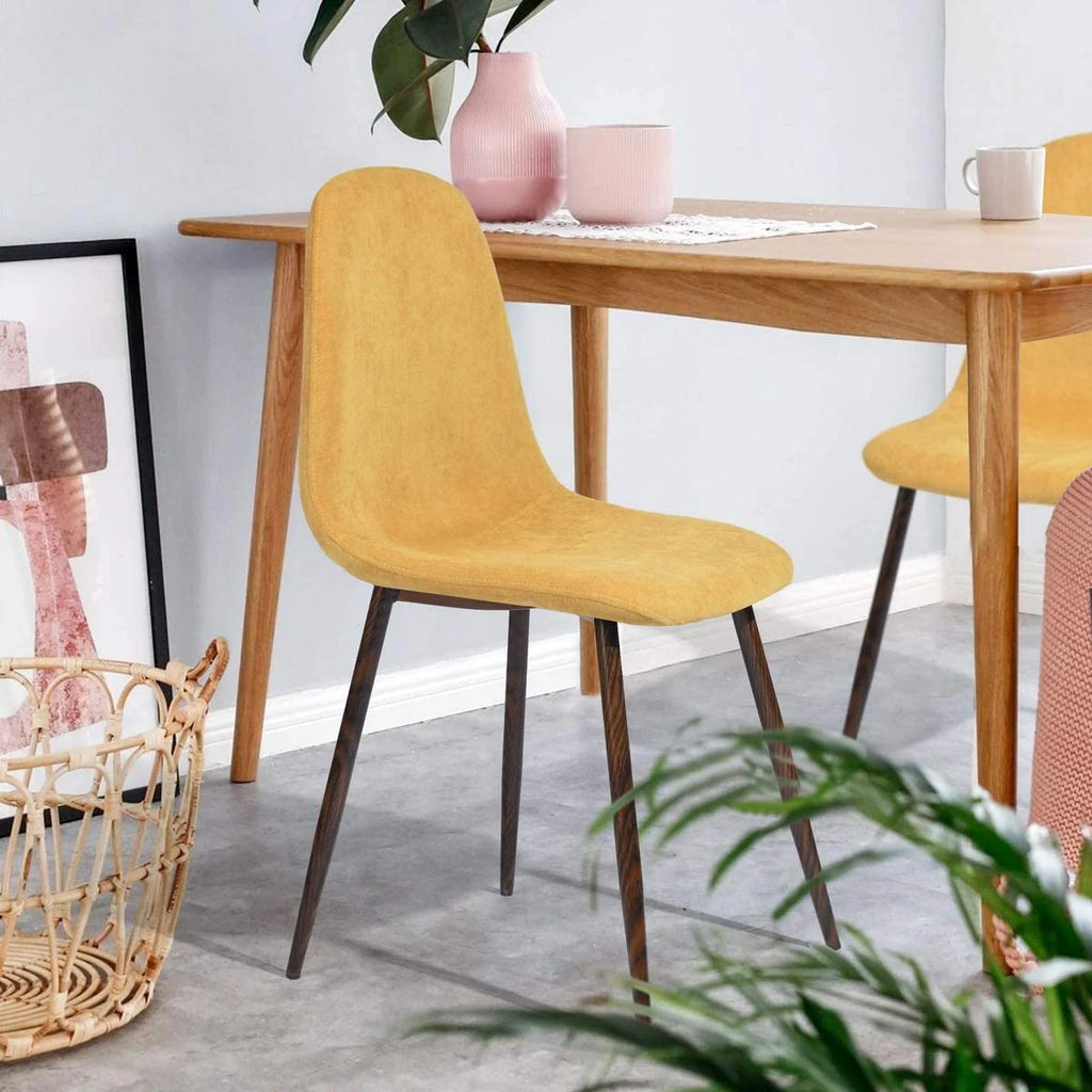 Set of 4 Yellow Velvet Dining Chairs with Metal Legs B93152