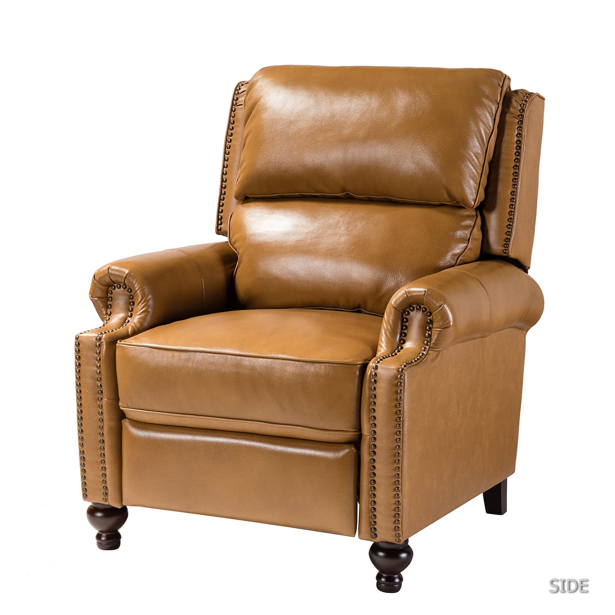 Camel Genuine Leather Recliner Chair with Wood Legs M418
