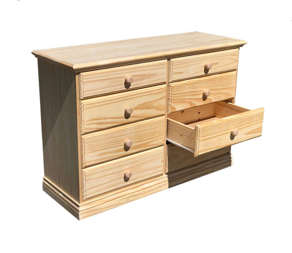 Wide Solid Pine Wooden Dresser J634