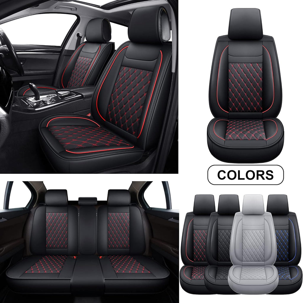 Universal Rear Car Seat Covers with Faux Leather, Black, Pack of 2 P78884
